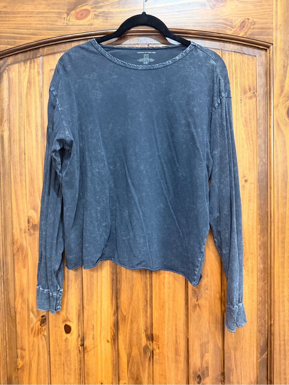 Caution To The Wind Washed Black Long Sleeve Tee